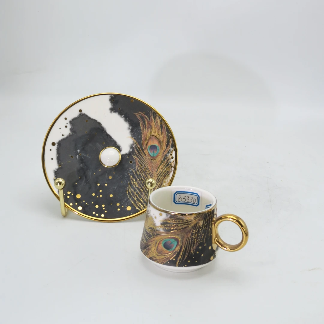 《土耳其之羽》 70ml 5号描金咖啡杯碟浓缩咖啡杯碟（微瑕）