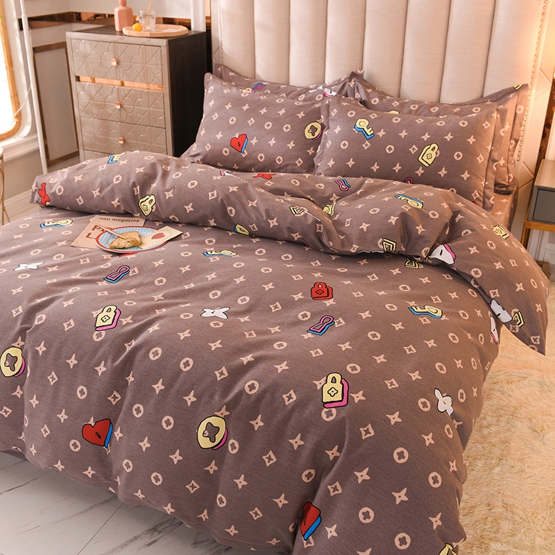 纯棉磨毛柔舒亲肤床上用品四件套学生宿舍印花棉床单被套双面通用