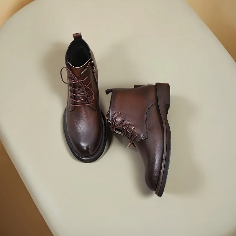 秋冬复古男士靴3312英伦风高帮真皮百搭马丁靴休闲真皮马丁靴男款