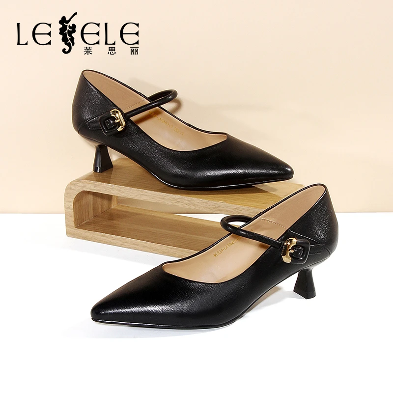 莱思丽新款气质百搭低跟单鞋LA10683