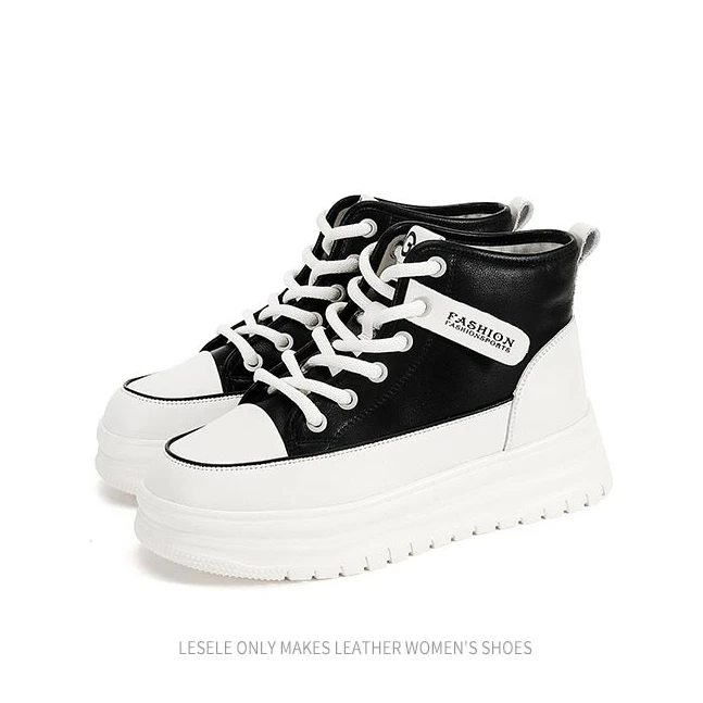 莱思丽秋新款时尚百搭拼接面包鞋潮流网红板鞋增高厚底鞋LC10678