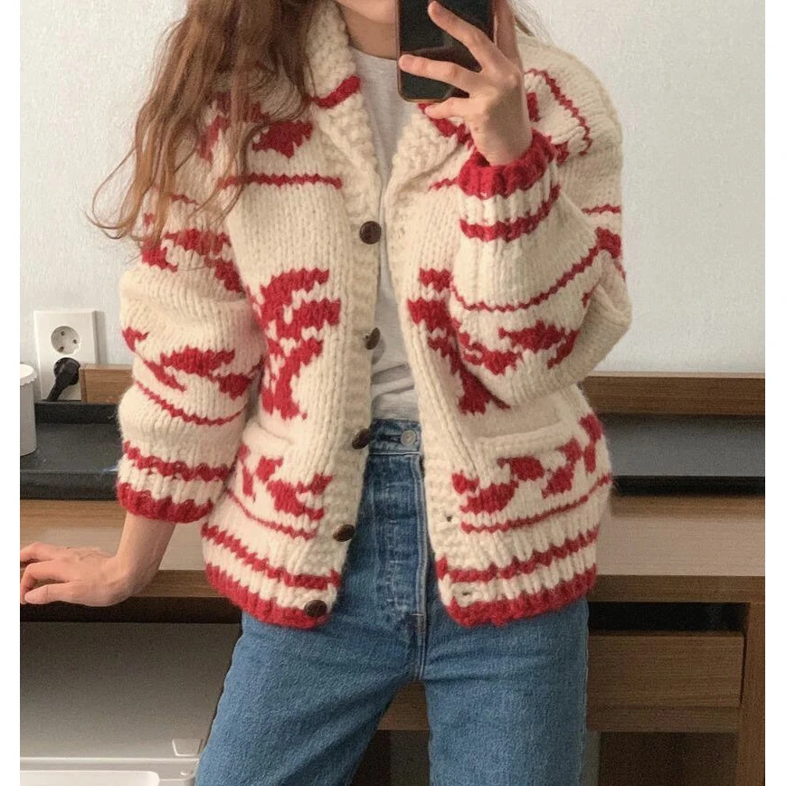 Danniel自制 展翅高飞 新年鹰全羊毛手工针织外套