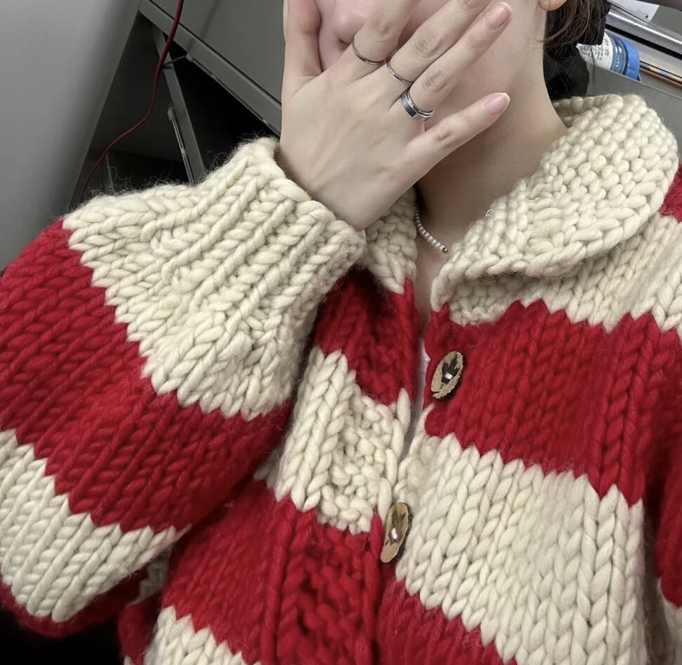 Danniel自制 枫叶纽扣 加拿大手工polo羊毛毛衣vintagemade