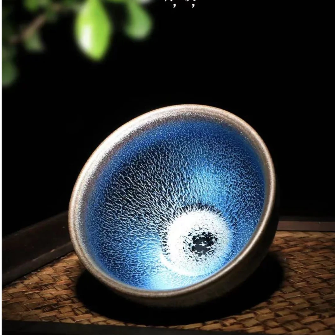 闽器建窑建盏茶器 蓝麒麟龙鳞  品茗茶杯 茶具 功夫  主人杯