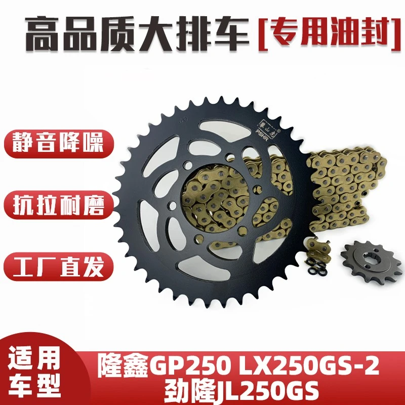 适用隆鑫GP250 LX250GS-2劲隆JL250GS-2改装牙盘链盘油封链条套链