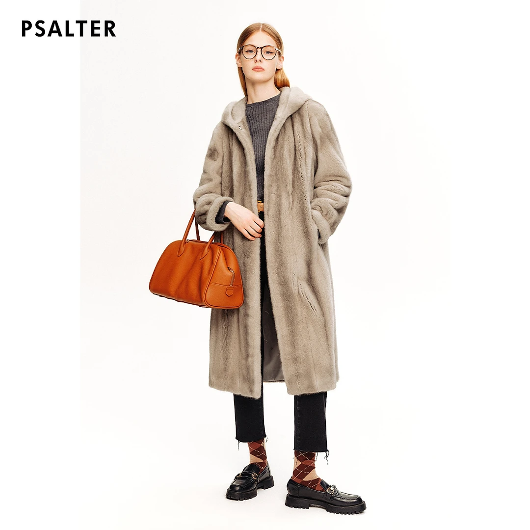 【整貂】PSALTER诗篇简约连帽抽绳收腰水貂毛大衣皮草冬款
