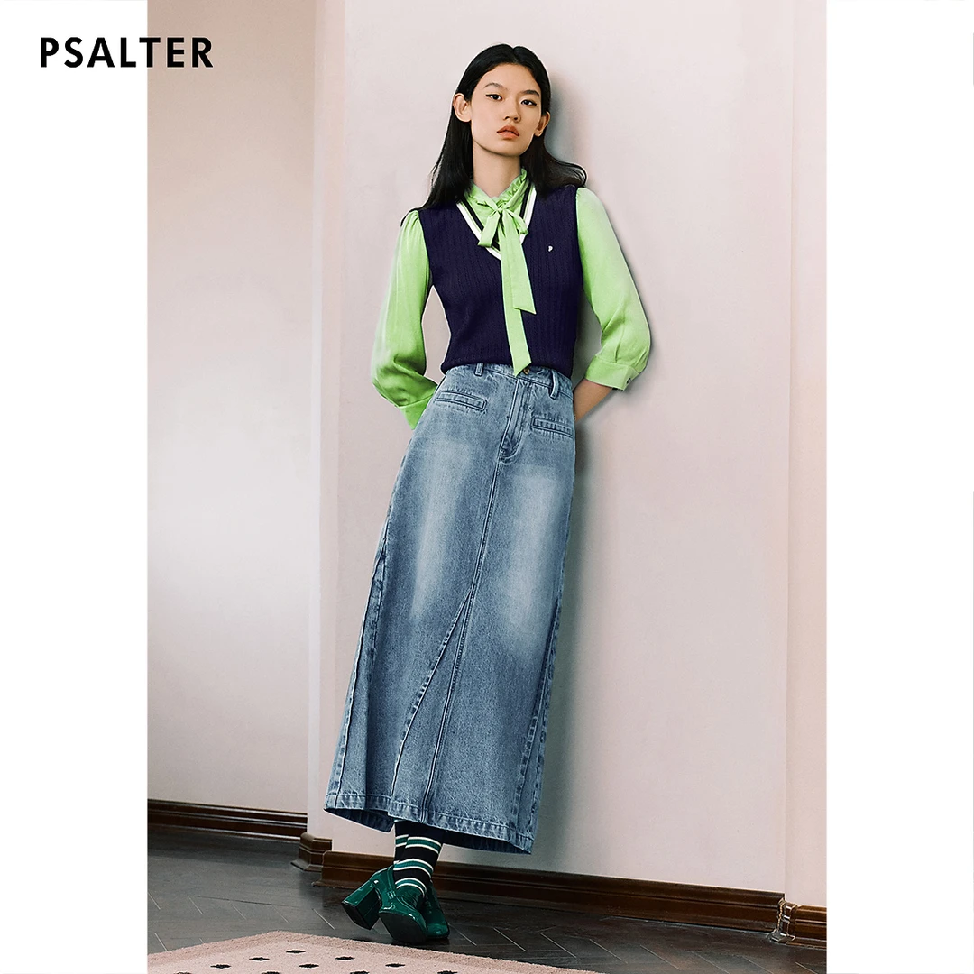 【天麻丝珠片纱】PSALTER诗篇衬衫假两件老钱风扭花针织衫秋