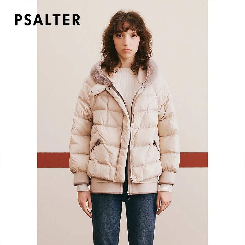 [未来元街]PSALTER诗篇专选双面呢连帽水貂毛领鹅绒服羽绒服冬