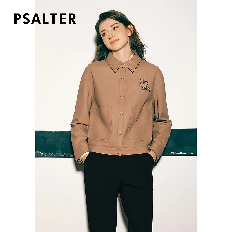 [绵羊皮]诗篇重磅手工钉珠蝴蝶立体绣花学院外套皮衣春6C62309053