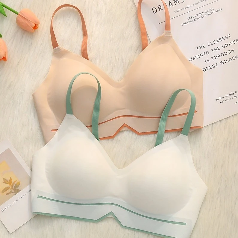 小胸内衣女夏聚拢收副乳上托无痕光面一片式少女薄款文胸吊带背心