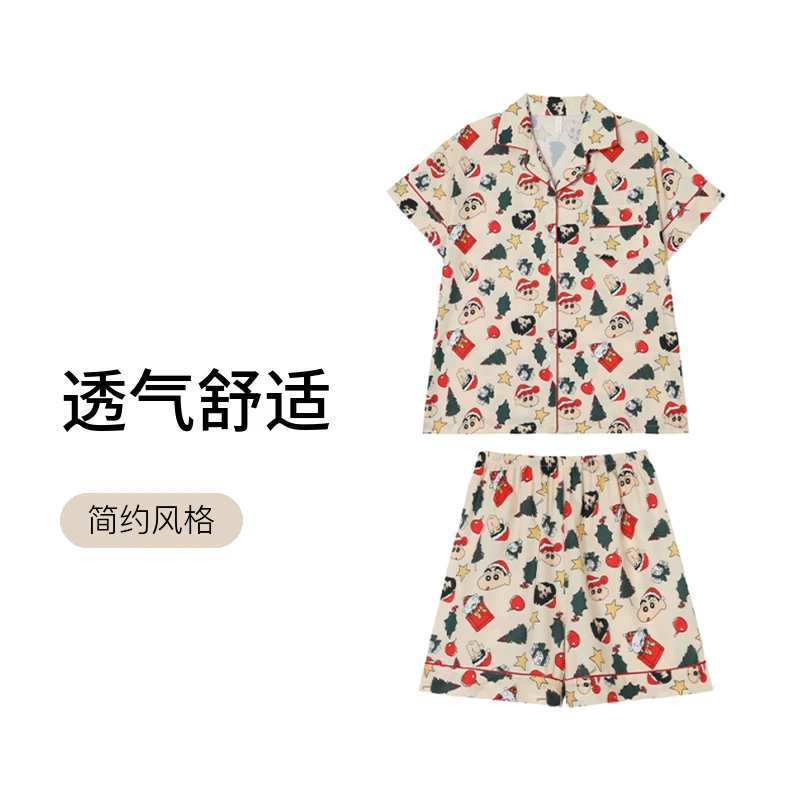2024年夏天女大码睡衣夏季新款短袖短裤卡通开衫家居服套装可外穿
