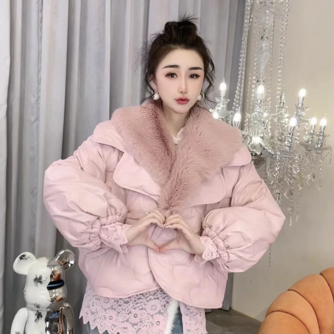 乐姐推荐-气质时尚百搭秋冬新款毛毛羽绒服-18379