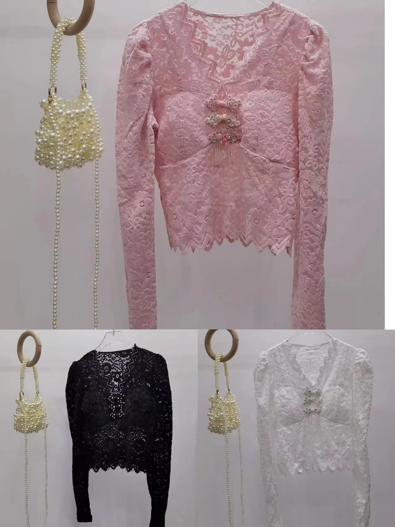 乐姐推荐-国风气质蕾丝休闲百搭上衣-18474