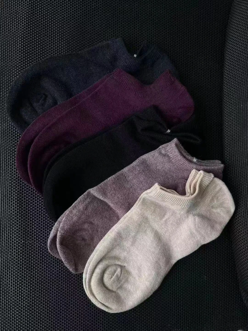 衣介分享-五色男女同款麻线短袜船袜