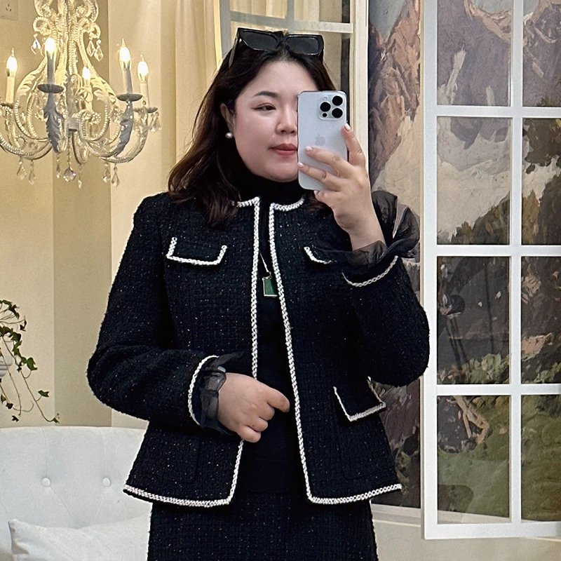 录途大码女装22058小香风短款外套