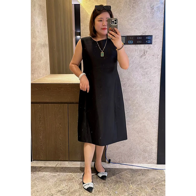 【无袖连衣裙】录途大码女装2024年新款200斤胖mm显瘦遮肉裙子