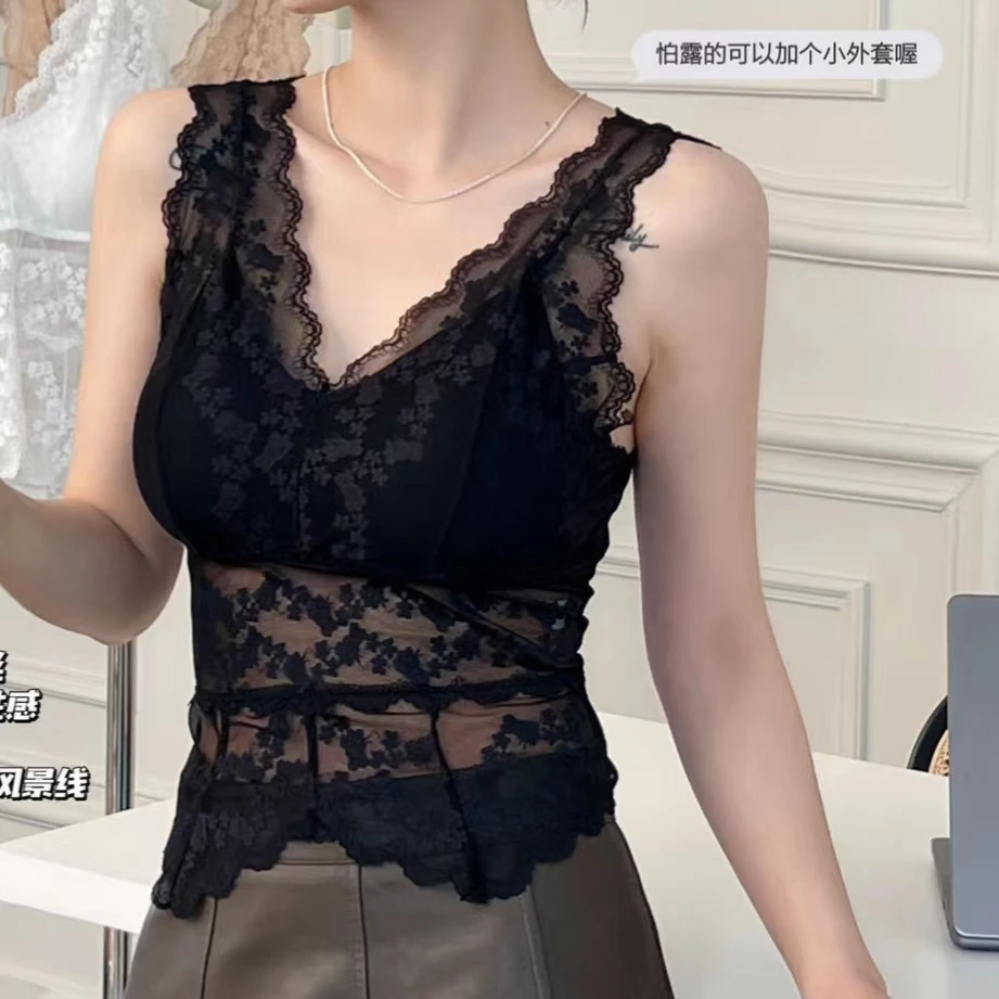 网红蕾丝女背心打底时尚聚拢内衣防走光打底美背女士性感百搭上衣