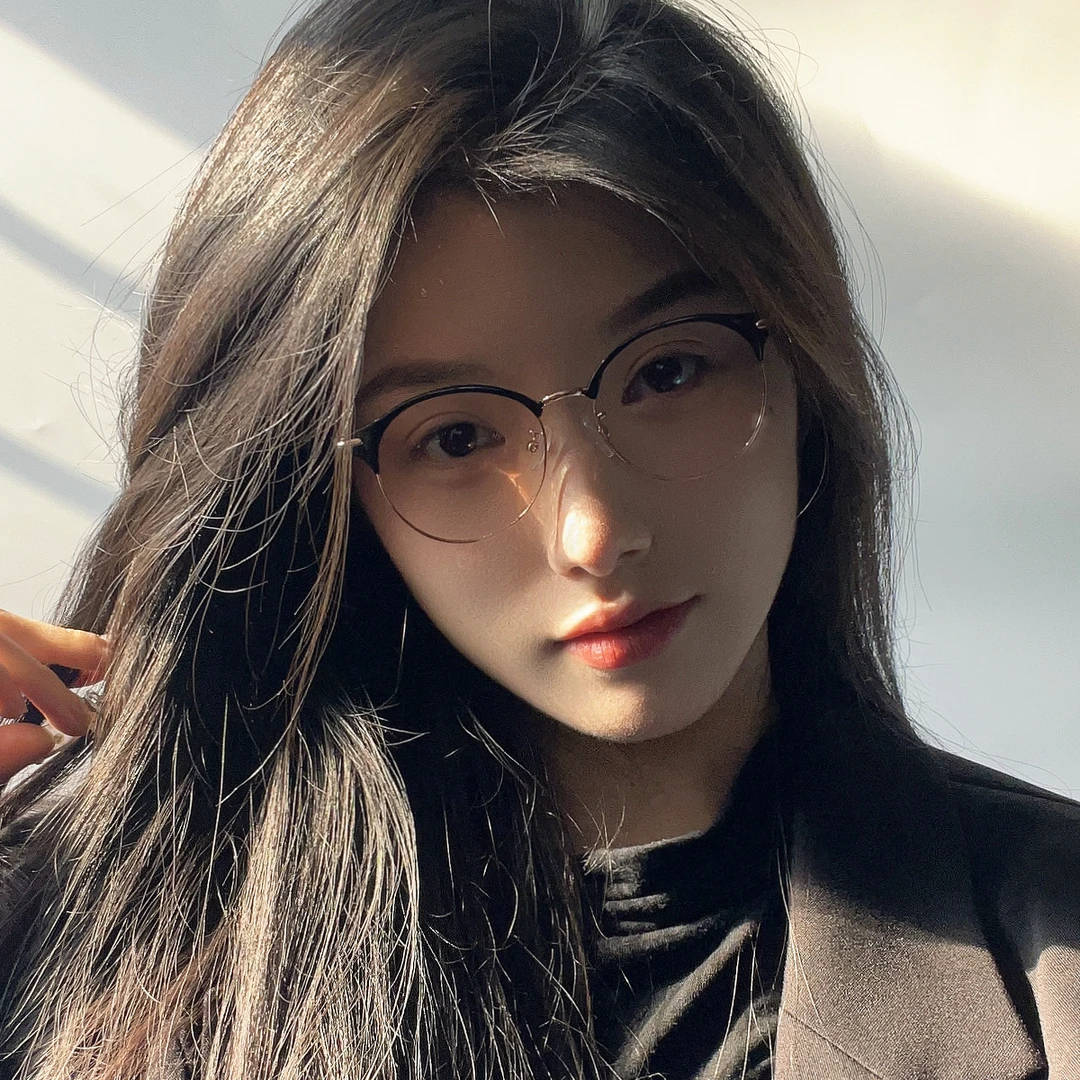 高级感半框眼镜女近视配度数防蓝光商务理工男斯文专业配镜 20279