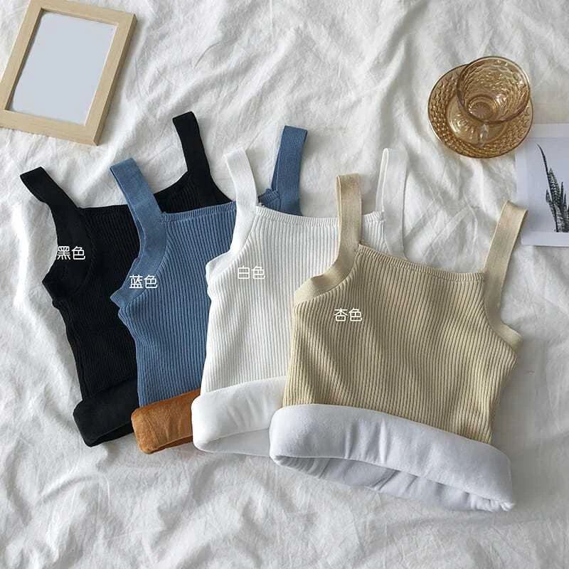 加绒加厚保暖上衣女秋冬内搭2023新款显瘦百搭打底衫针织吊带背心