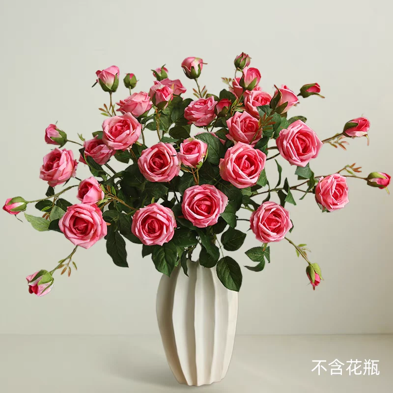新款高品插花钻石玫瑰六头小玫瑰插花家居餐厅制作电视柜圣心百合