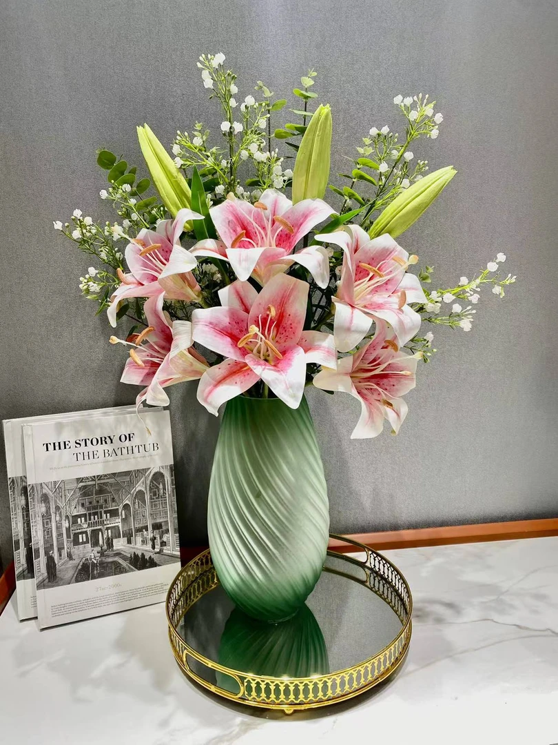 百合花束样板房定制餐厅客厅过年家居装饰摆件仿真花圣心百合