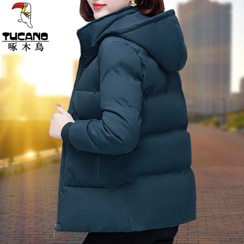 【官方】啄木鸟加绒加厚棉服女冬季2025新款可拆卸连帽棉袄外套棉衣