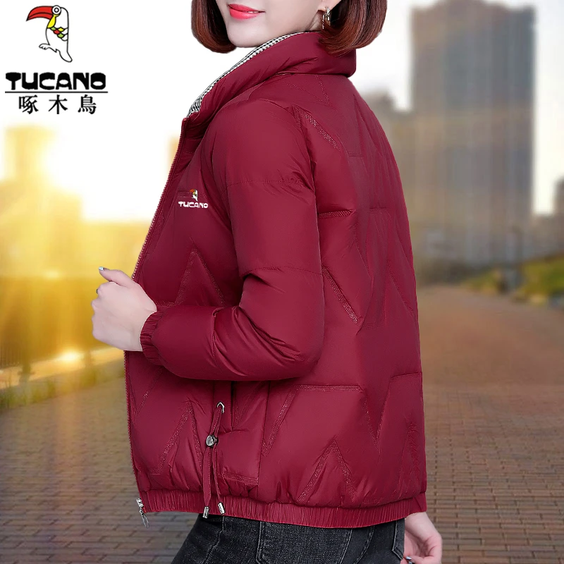 【官方】啄木鸟棉服女冬季2025新款棉袄时尚洋气中老年妈妈棉衣外套