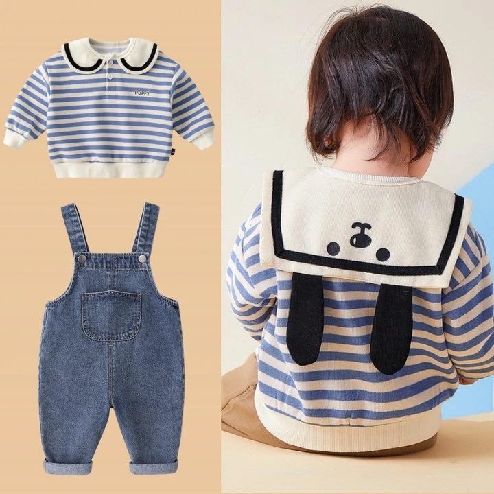 【现货】嘟嘟家宝宝条纹卫衣春秋春装女童男童衣服童装儿童 WY206