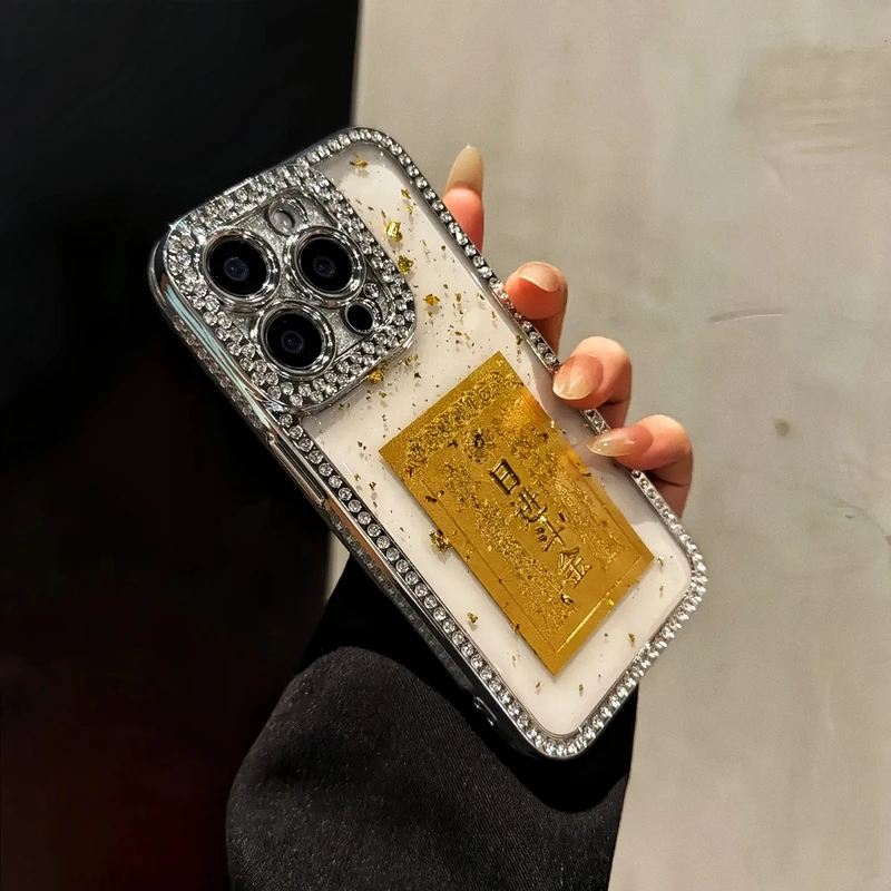 女款闪钻招财轻奢手机壳适用于苹果15ProMax/iPhone14/13/12/11