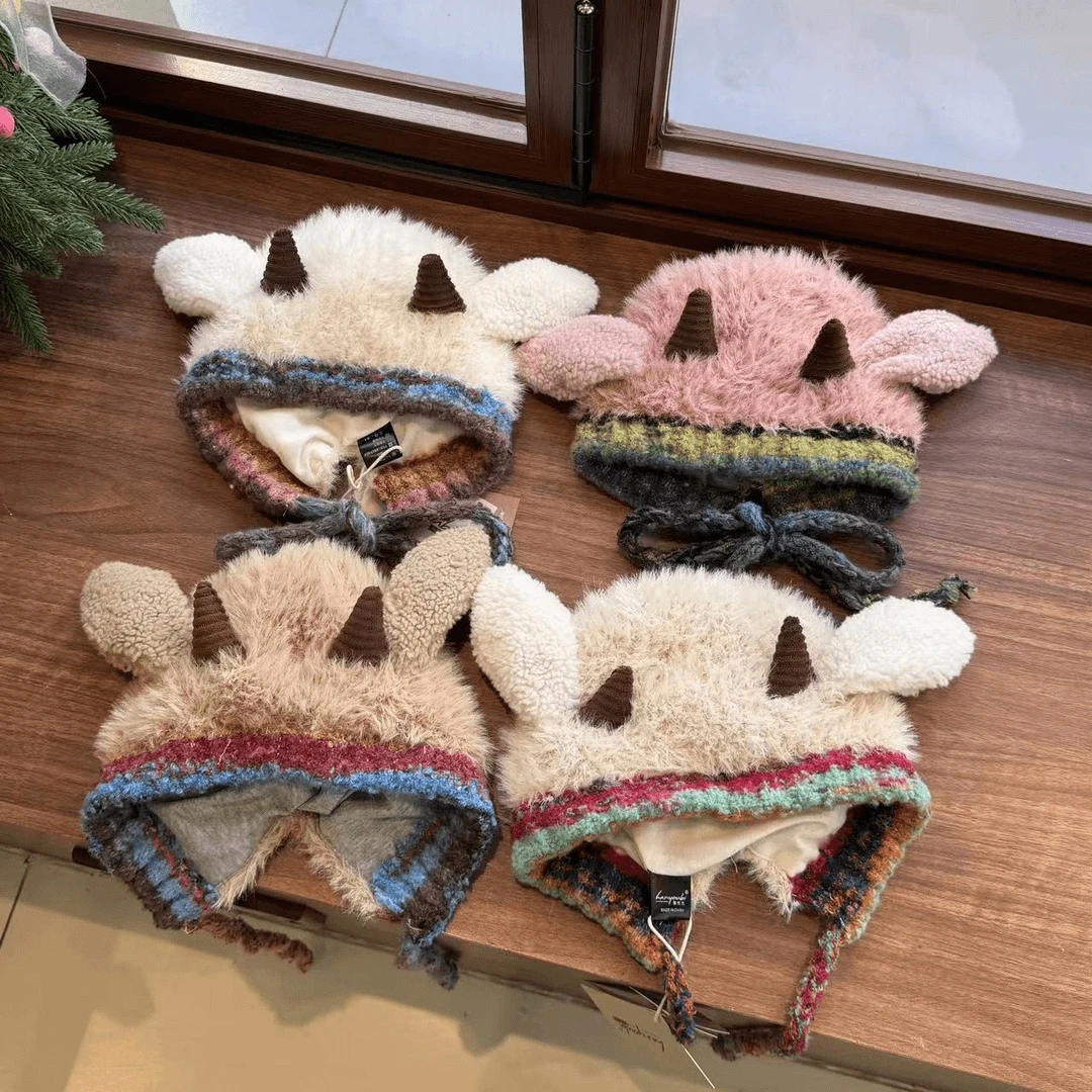 儿童帽子韩版休闲可爱加厚包头帽小孩冬季保暖护耳帽中大童毛绒帽