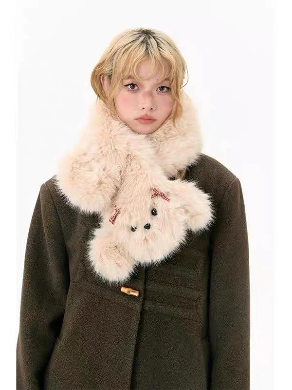 原创时尚可爱小狗围巾女秋冬保暖围脖毛领保暖护颈2024新款毛绒