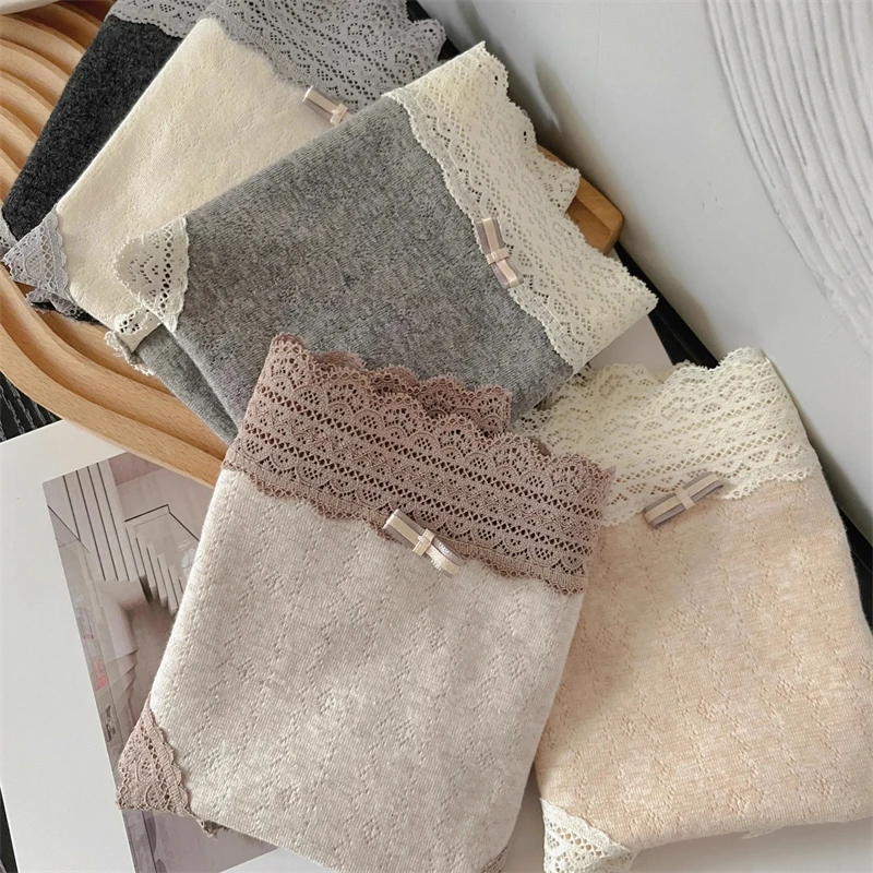 少女提花蕾丝婴儿棉内裤女中腰柔软7A抑菌春夏加长纯棉底裆三角裤