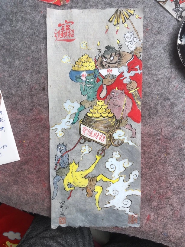 四毛钟馗-五鬼运财手机壳夹画，型号尺寸可定制，