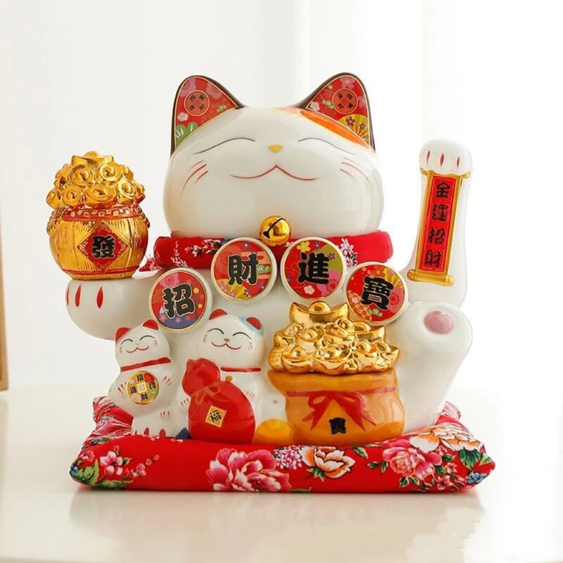 招财猫摆件陶瓷摆件自动招手家居客厅店铺收银台开业送礼精美礼品