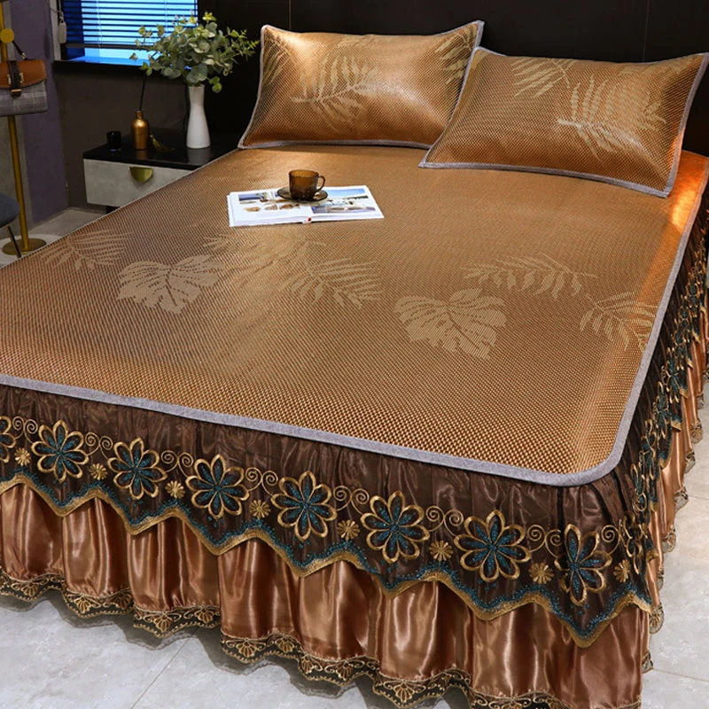 冰丝凉席冰藤席床裙款可拆卸空调席软席子可水洗柔软舒适夏季夏天