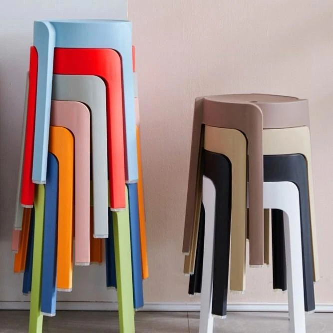 塑料凳子加厚家用餐桌熟胶凳简约高板凳北欧客厅靠背方圆风车登子