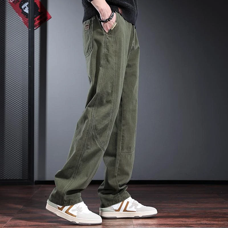 罗蒙高端重磅工装裤男潮牌阔腿裤宽松直筒裤秋冬新款美式休闲裤男