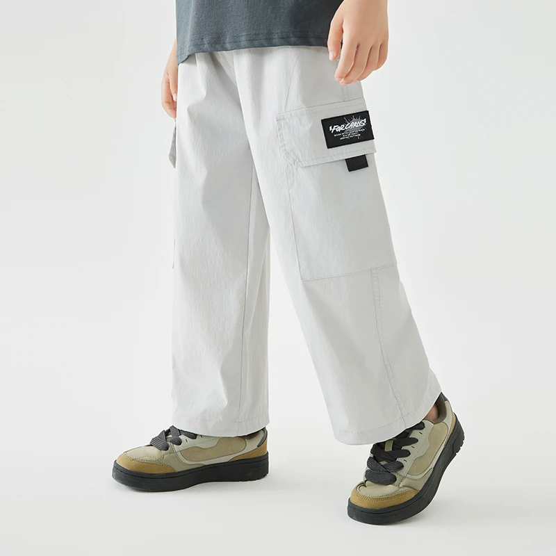 【KKI】(锦纶工装裤)儿童夏季宽松百搭休闲裤长裤户外速干薄款