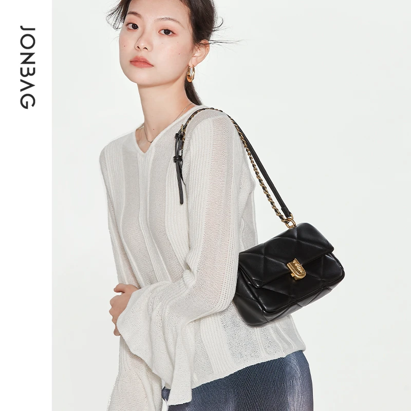 简佰格花园包2025春季新款大容量单肩斜挎女包小众菱格链条包包女