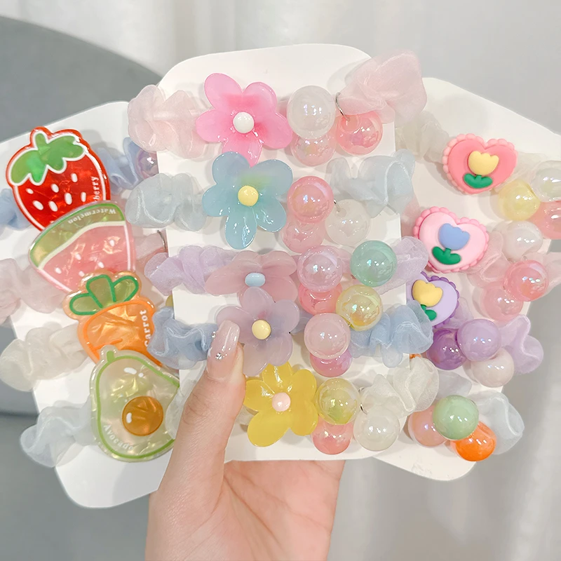 多妹 夏季儿童网纱水果大肠发圈发饰