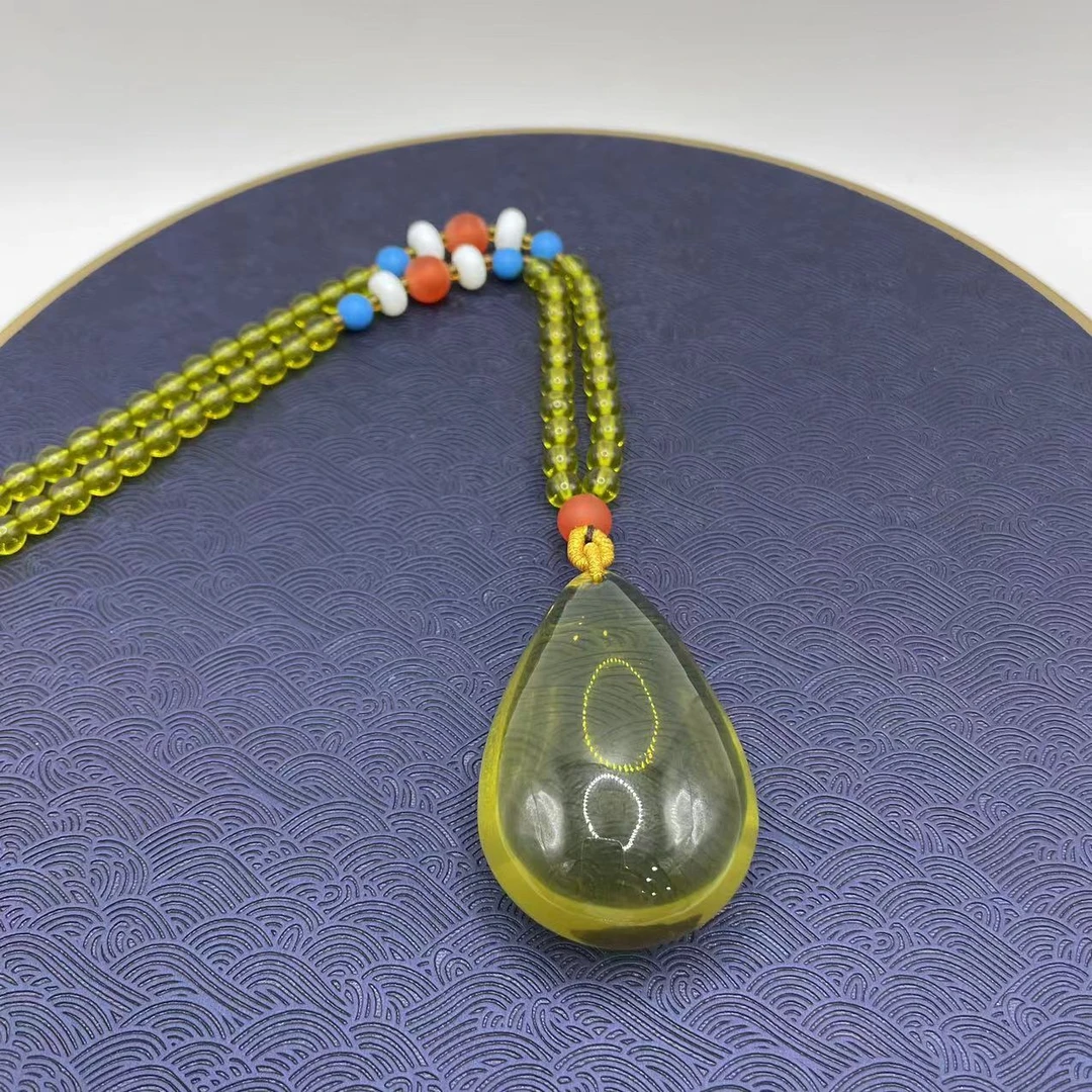 635蓝珀水滴项链