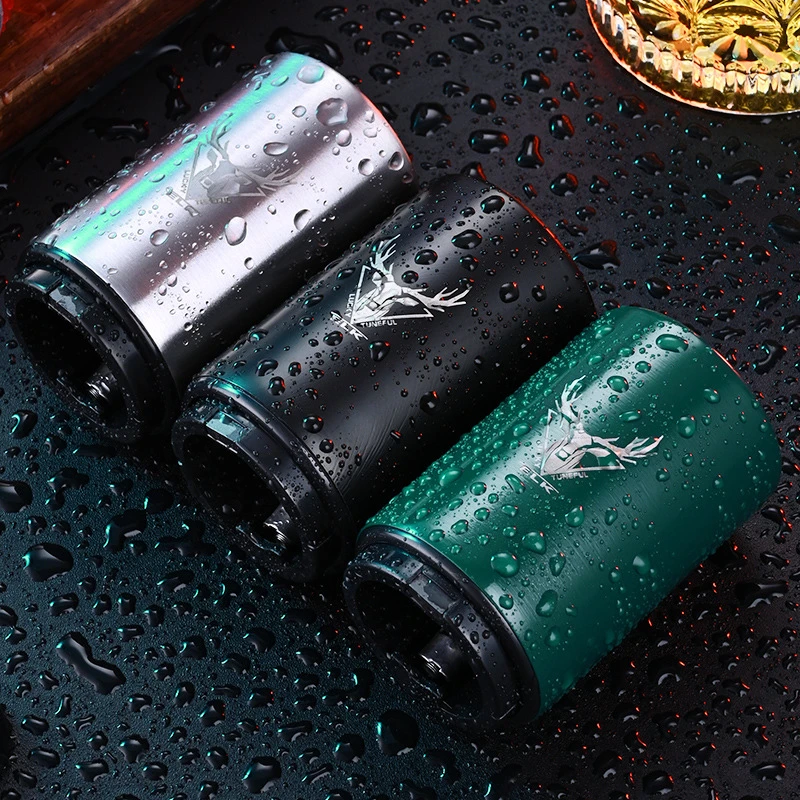 个性啤酒开瓶器按压式开酒器创意不锈钢启瓶器开盖器磁吸起子