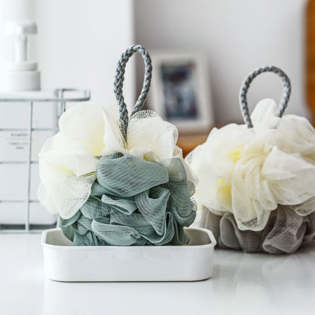 双色拼接泡澡球搓背丰富起泡超柔软搓澡泡澡球简约素雅风沐浴球