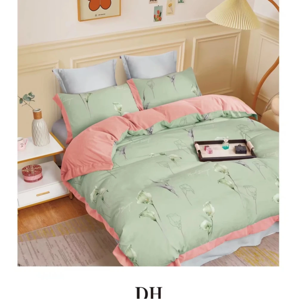 (绿色花语）80支优肤棉床单面料绿色大床细纱透气布料柔软绿色布料