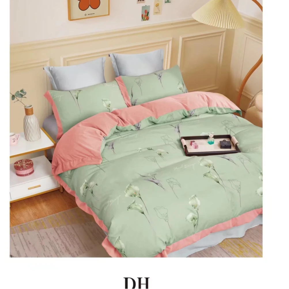 (绿色花语）80支优肤棉床单面料绿色大床细纱透气布料柔软绿色布料