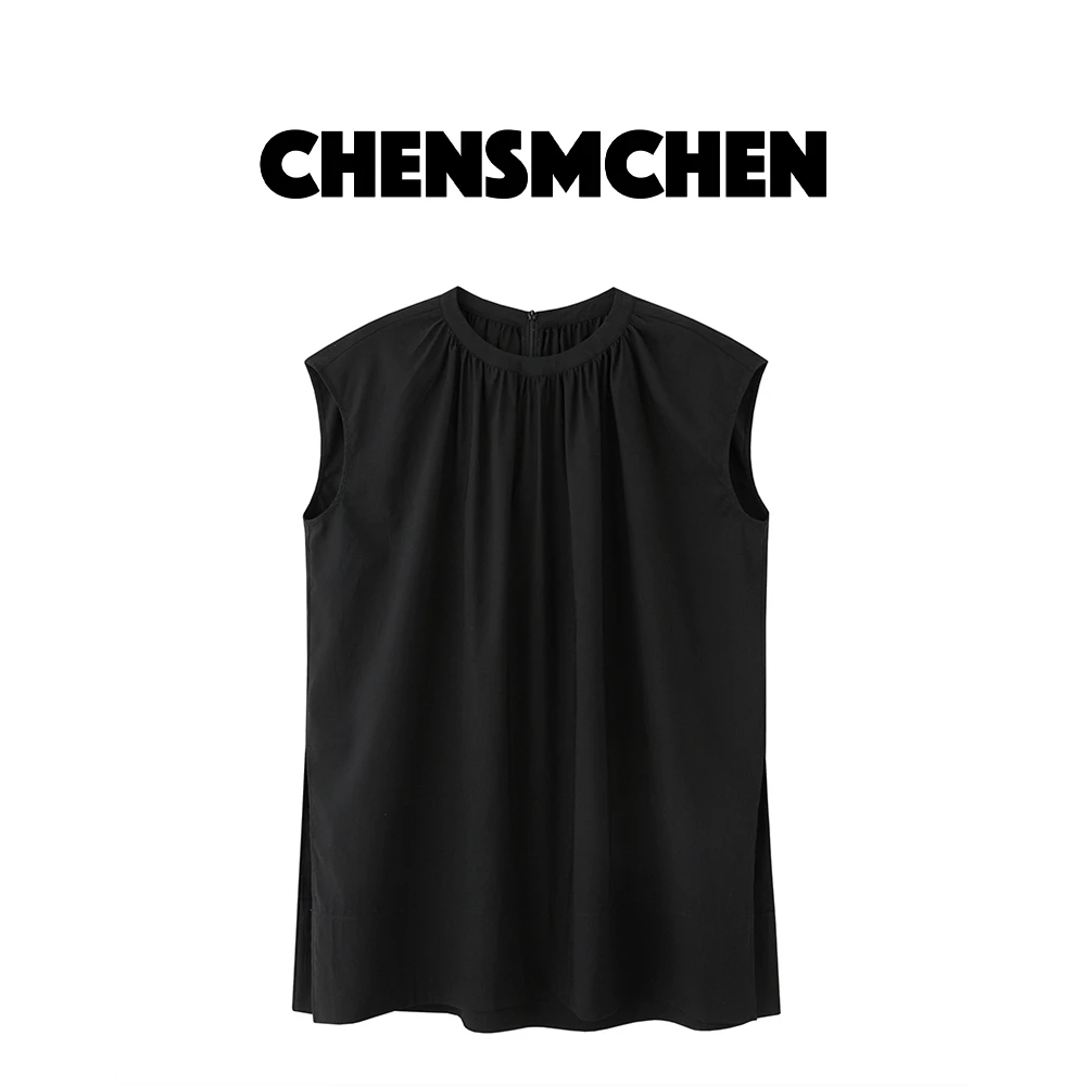 CHENSMCHEN【磁场】莱赛尔无袖背心小衫女亚麻马甲T恤C24T011
