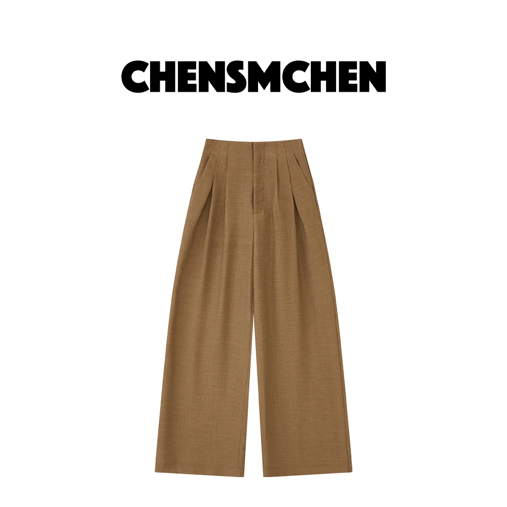 CHENSMCHEN 中腰暗扣显瘦阔腿裤女秋季百搭宽松休闲裤C24K071SL