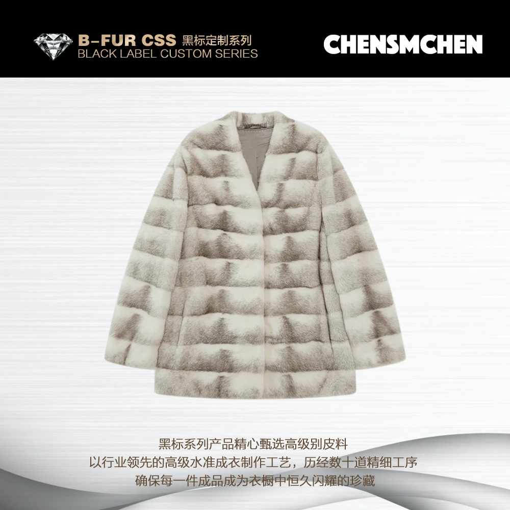 CHENSMCHEN进口银十字水貂皮草C24P056NL