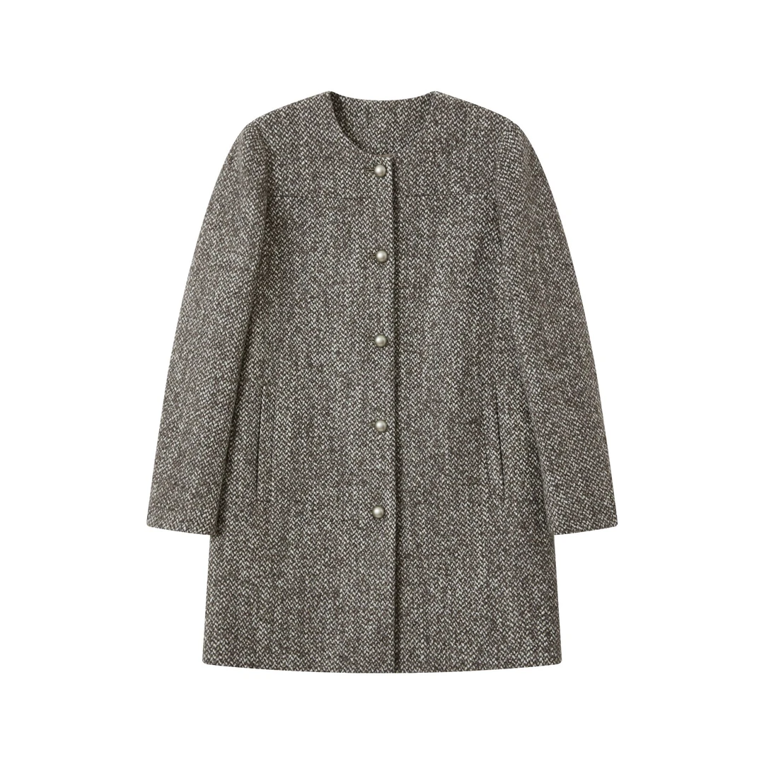 CHENSMCHEN中长款圆领小香风外套女秋季百搭显瘦上衣C24W088YQ