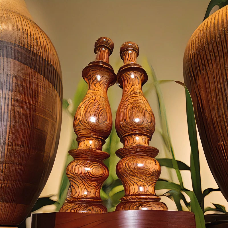 海南黄花梨黄金底花瓶一对，老家具改